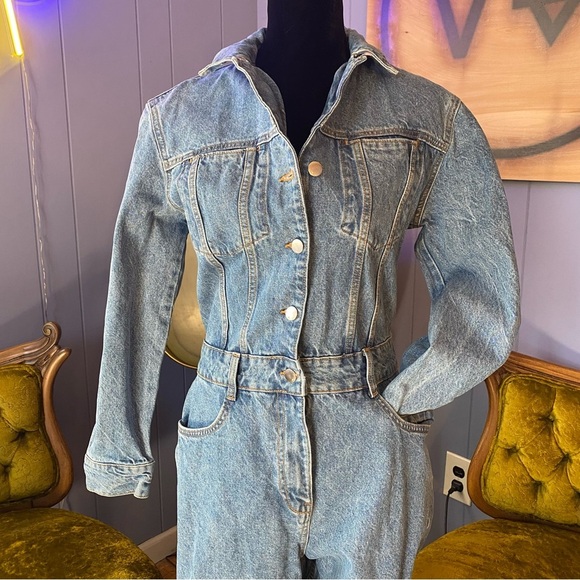 ❌SOLD🏷️Zara Z1975 Denim Jumpsuit Size Large - Picture 2 of 8